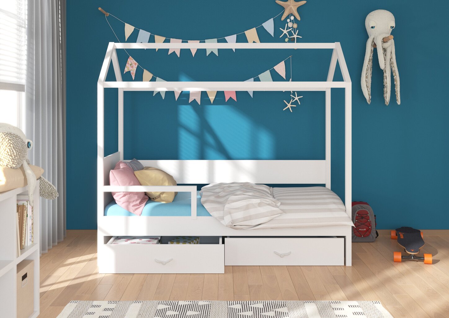 Sänky ADRK Furniture Otello 80x180 cm, valkoinen/musta hinta ja tiedot | Lastensängyt | hobbyhall.fi