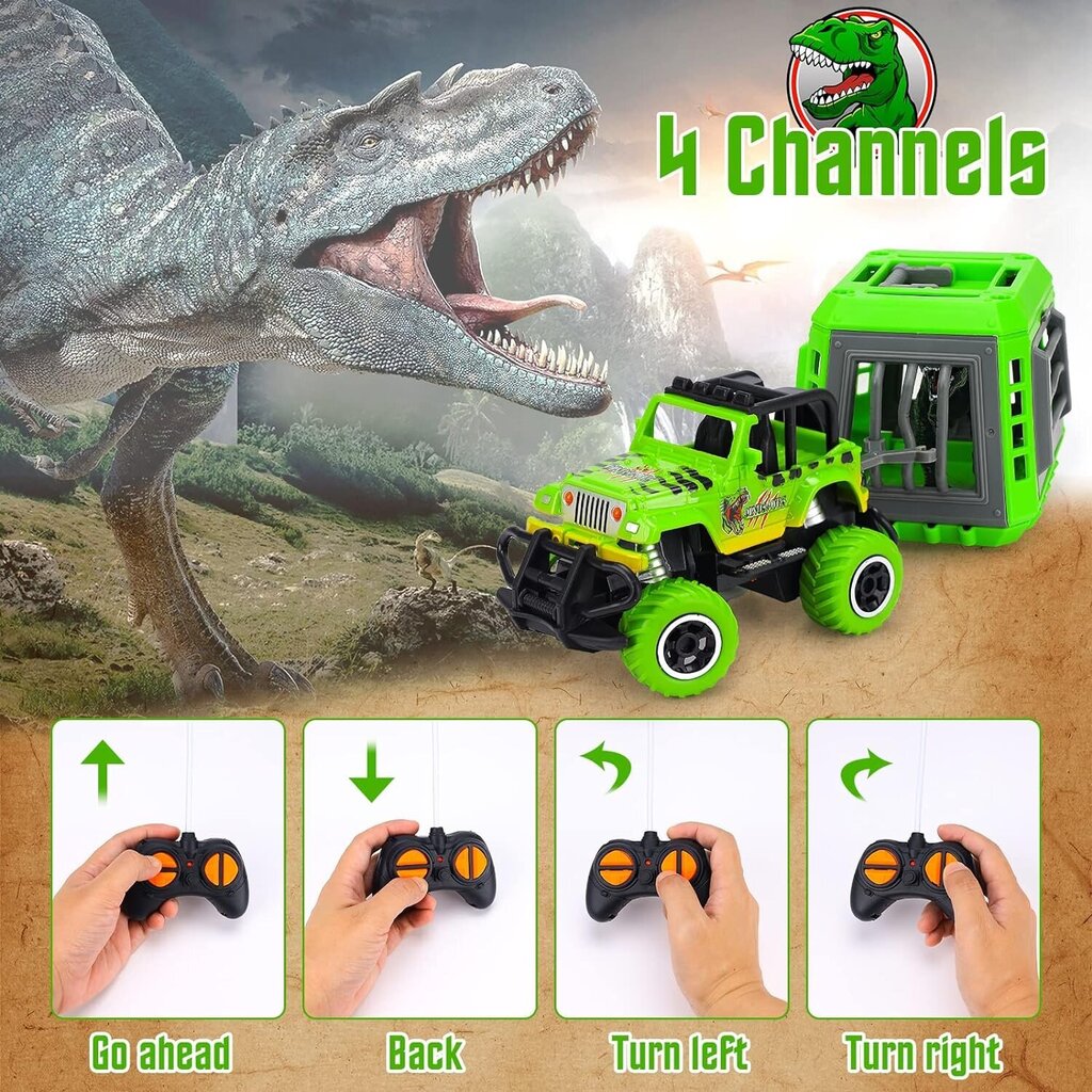 Jeep Dinosaur Trailer kaukosäätimellä Cooler Stuff Co, 1:25 hinta ja tiedot | Poikien lelut | hobbyhall.fi