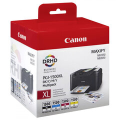 Alkuperäinen multipakkaus mustepatruuna Canon PGI-1500XL (C/M/Y/K) hinta ja tiedot | Mustekasetit | hobbyhall.fi