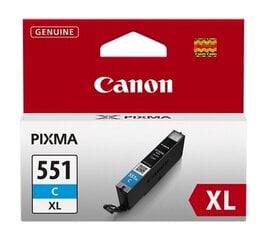 Alkuperäinen mustepatruuna Canon CLI-551XL Cyan 11ml hinta ja tiedot | Mustekasetit | hobbyhall.fi