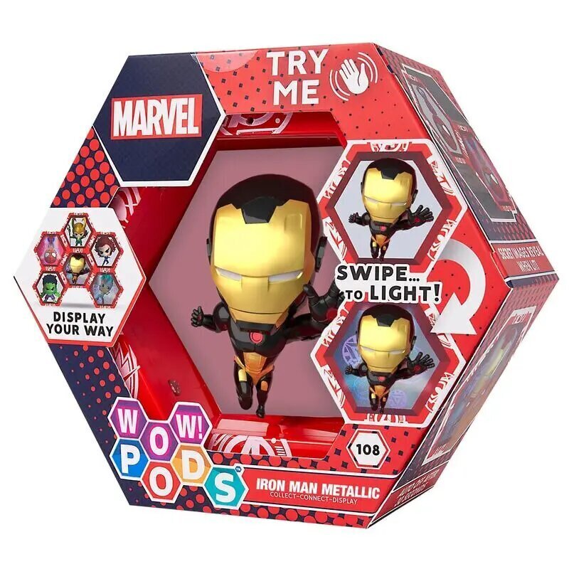 VAU! POD Marvel Iron Man Kulta Metallinen led-hahmo hinta ja tiedot | Poikien lelut | hobbyhall.fi