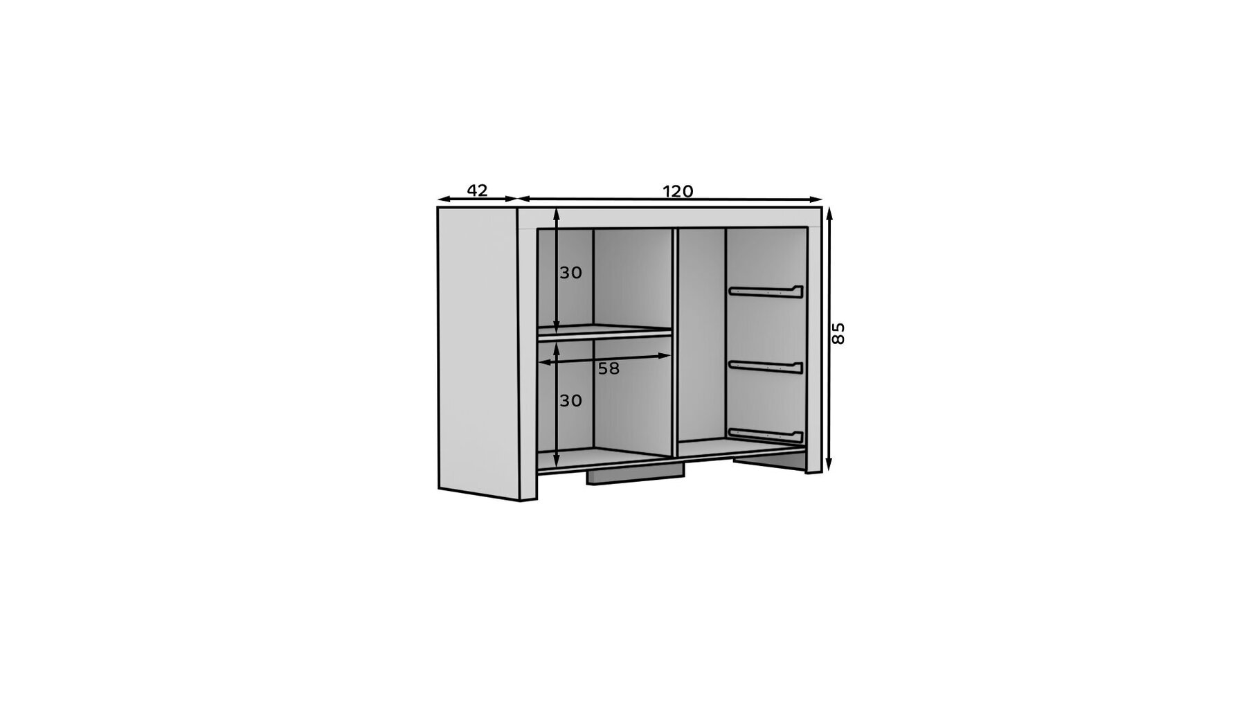 Lipasto 3SZ1D Cesiro, valkoinen hinta ja tiedot | Lipastot | hobbyhall.fi