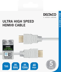 Deltaco, HDMI - HDMI, 1m hinta ja tiedot | Kaapelit ja adapterit | hobbyhall.fi