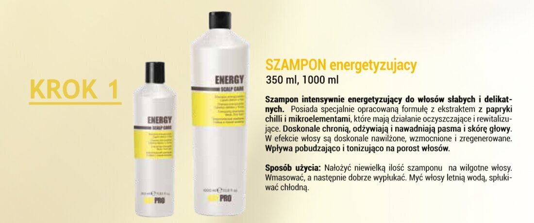 Energisoiva shampoo heikoille ohuille hiuksille KayPro, 350 ml hinta ja tiedot | Shampoot | hobbyhall.fi