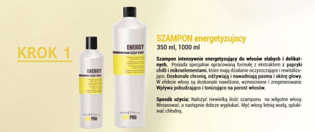 Energisoiva shampoo heikoille ohuille hiuksille KayPro, 1000 ml hinta ja tiedot | Shampoot | hobbyhall.fi