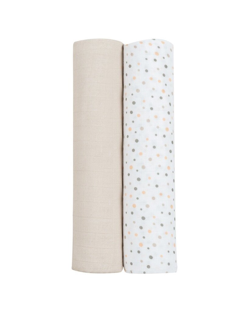 Musliini liinavaatesetti Kikka Boo, Dots Beige, 80x80 cm. 2 kpl hinta ja tiedot | Vauvan hoitoalustat ja tekstiilit | hobbyhall.fi