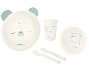 Kikka Boo Bear with me, 5 kpl astia- ja ruokailuvälineiden setti lapsille, vihreän värinen, hinta ja tiedot | Kikkaboo Vauvan ruokailutarvikkeet | hobbyhall.fi