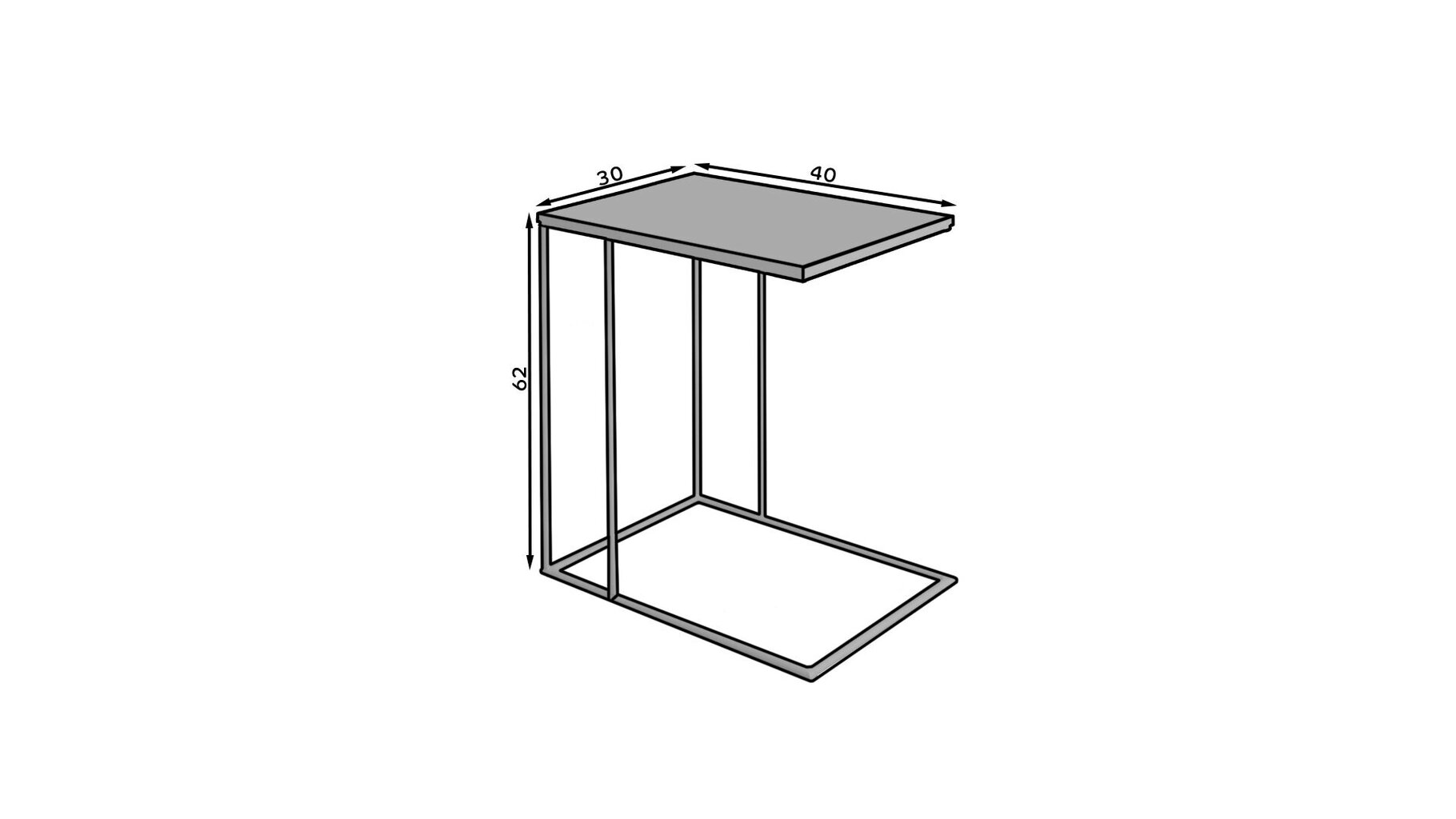 Sivupöytä Dru, 62x30x40 cm, vaaleanruskea/musta hinta ja tiedot | Sohvapöydät | hobbyhall.fi