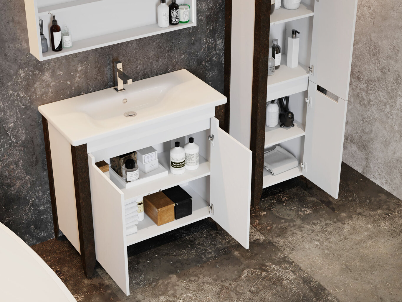 Kylpyhuonekaappi pesualtaalla Queen QN-90, valkoinen hinta ja tiedot | Kylpyhuonekaapit | hobbyhall.fi