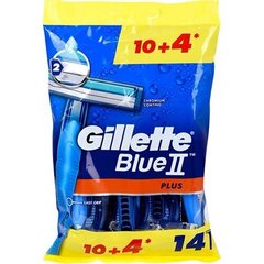 Miesten kertakäyttöparranajokoneet Gillette Blue 2 Plus 10 + 4 kpl hinta ja tiedot | Parranajo ja karvanpoisto | hobbyhall.fi