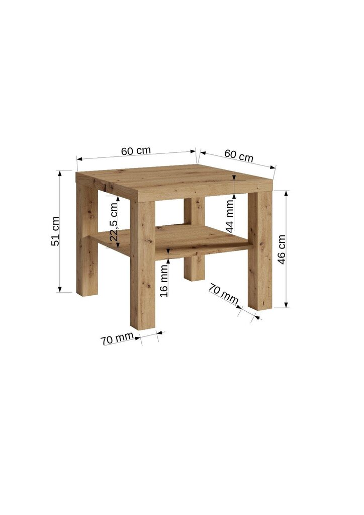 Sohvapöytä Bill, 60x60cm, harmaa/valkoinen hinta ja tiedot | Sohvapöydät | hobbyhall.fi