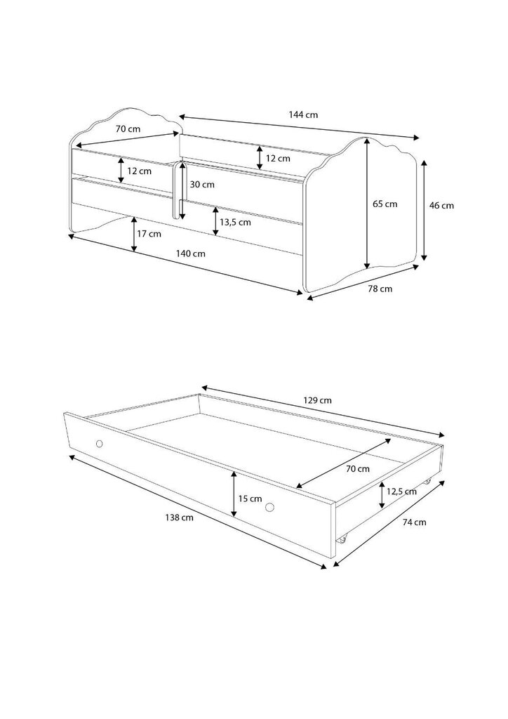 Adrk Furniture Casimo, Lastensänky, valkoinen hinta ja tiedot | Lastensängyt | hobbyhall.fi