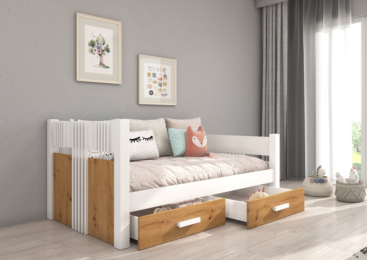 Adrk Furniture Bibi, Lastensänky, valkoisen ja ruskean värinen hinta ja tiedot | Lastensängyt | hobbyhall.fi