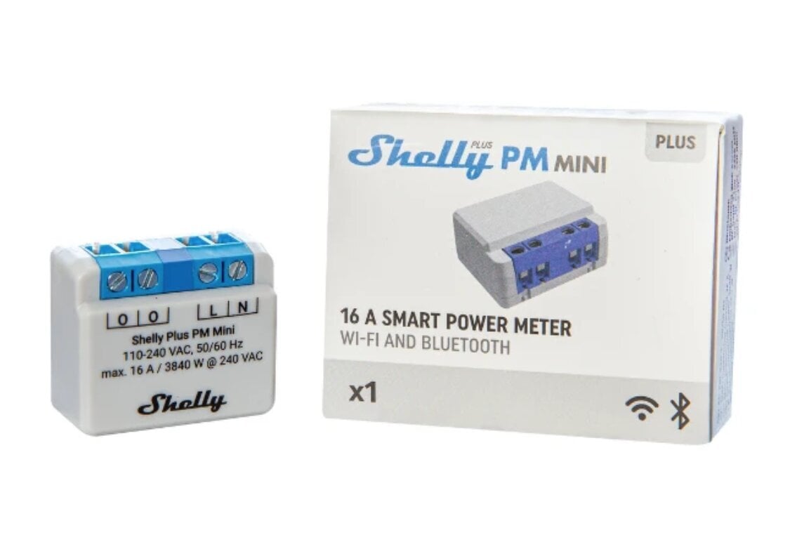 Älykäs Wi-Fi Bluetooth-mittari Shelly PLUS PM Mini hinta ja tiedot | Turvajärjestelmien ohjaimet | hobbyhall.fi
