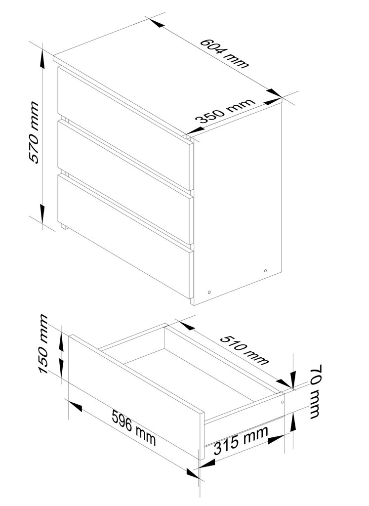 Lipasto Akord CL3, harmaa hinta ja tiedot | Yöpöydät | hobbyhall.fi