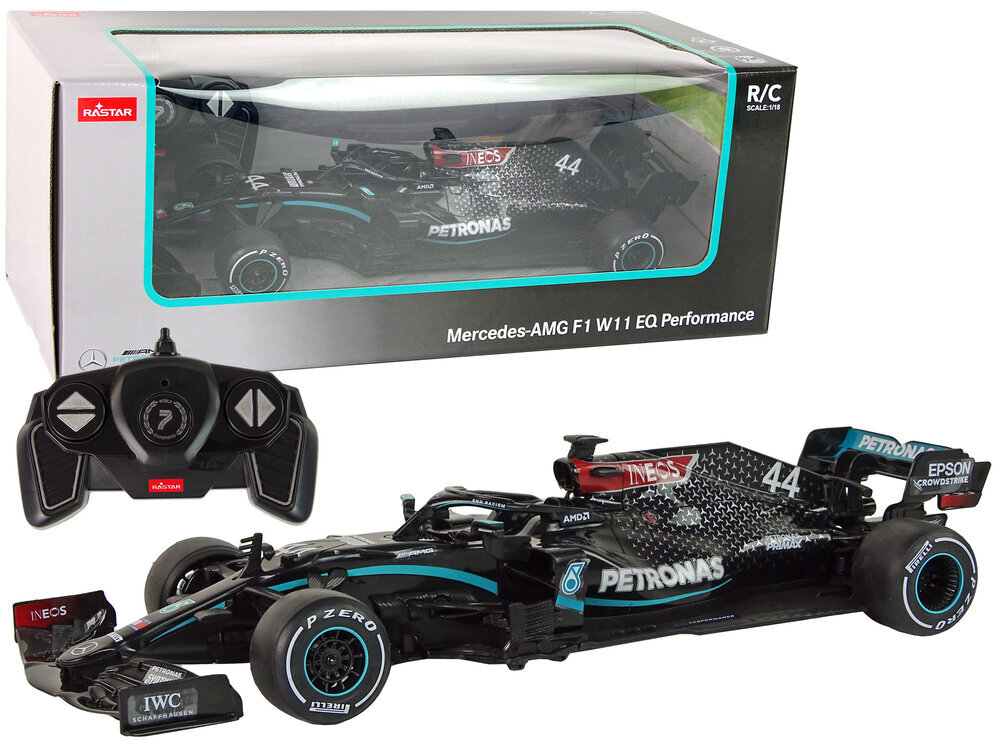 Mercedes-AMG F1 1:18 kauko-ohjattava kilpa-auto, musta hinta ja tiedot | Poikien lelut | hobbyhall.fi