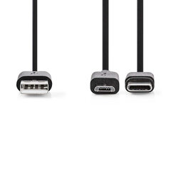 Kaapeli Type-C/micro USB, 1m, musta, USB 2.0 hinta ja tiedot | Puhelinkaapelit | hobbyhall.fi