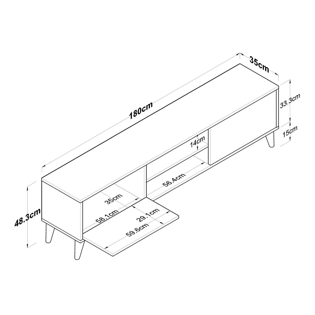 TV-teline, Asir, 180x49x35 cm, ruskea hinta ja tiedot | TV-tasot | hobbyhall.fi