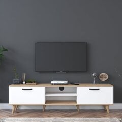 TV-teline, Asir, 180x49x35 cm, valkoinen/ruskea hinta ja tiedot | TV-tasot | hobbyhall.fi