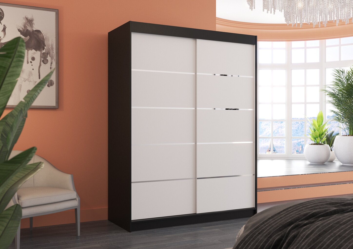 Kaappi ADRK Furniture Luft, musta/valkoinen hinta ja tiedot | Kaapit | hobbyhall.fi