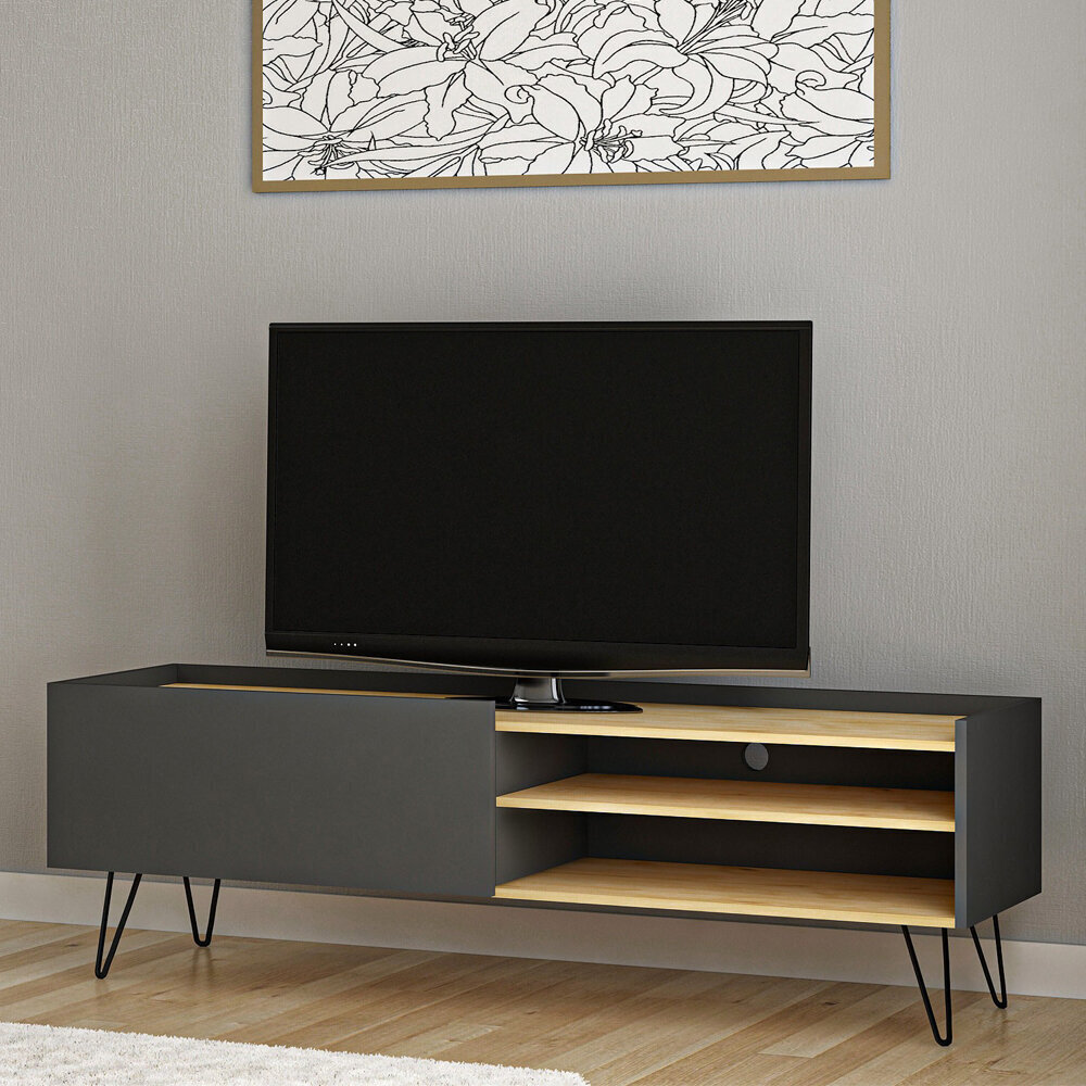 TV-taso Selsey Wangari, 120cm, harmaa/ruskea hinta ja tiedot | TV-tasot | hobbyhall.fi