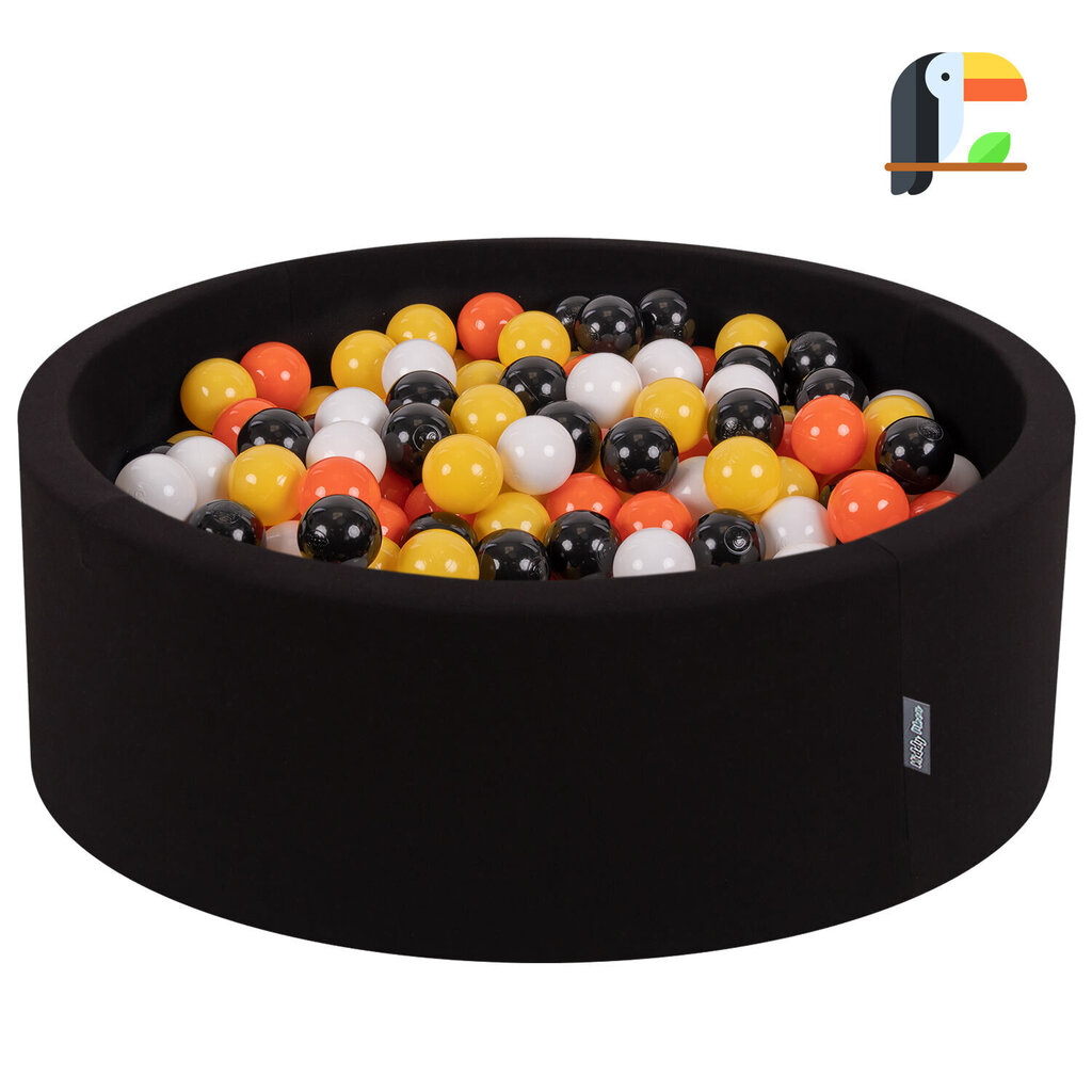 KiddyMoon pallomeri 90X30cm/300 palloa ∅ 7Cm Toucan: musta/valkoinen/oranssi/keltainen hinta ja tiedot | Vauvan lelut | hobbyhall.fi