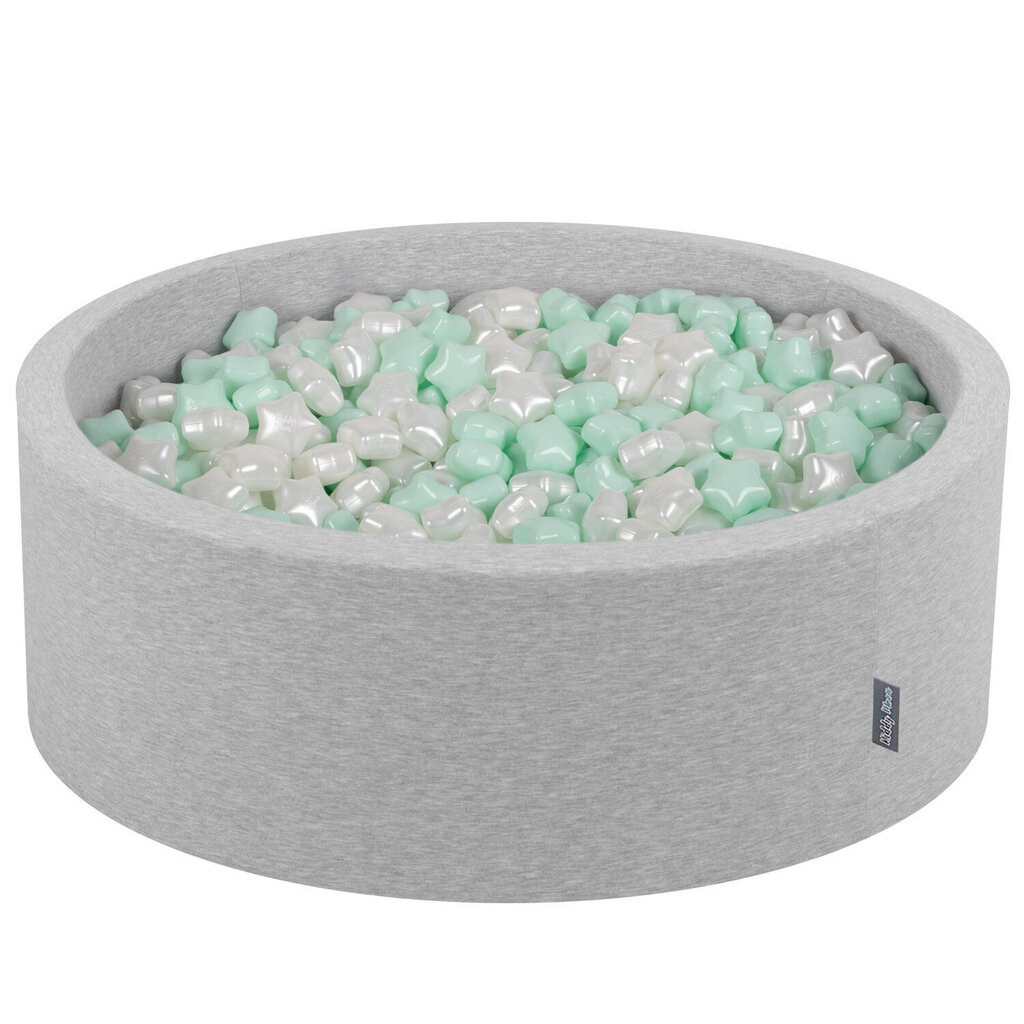 KiddyMoon pallomeri 90X30cm/300 tähteä 6Cm, vaaleanharmaa: Pearl Mint hinta ja tiedot | Vauvan lelut | hobbyhall.fi