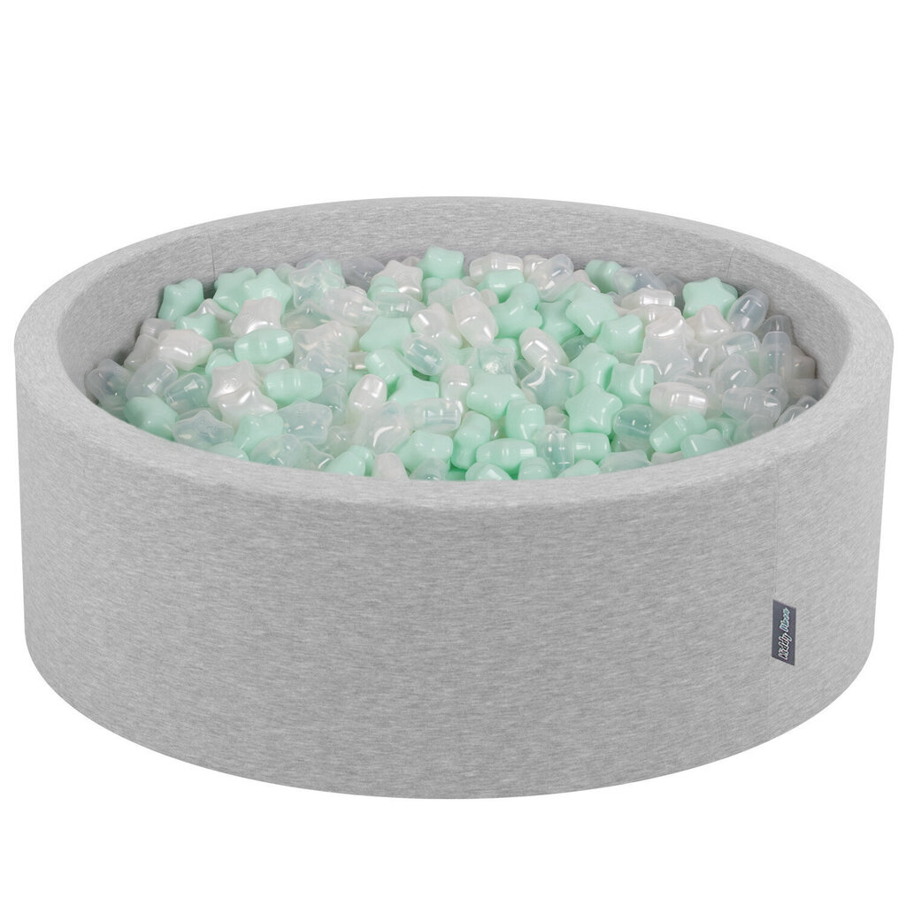 KiddyMoon pallomeri 90X30cm/300 tähteä 6Cm, vaaleanharmaa: Pearl Mint läpinäkyvä hinta ja tiedot | Vauvan lelut | hobbyhall.fi