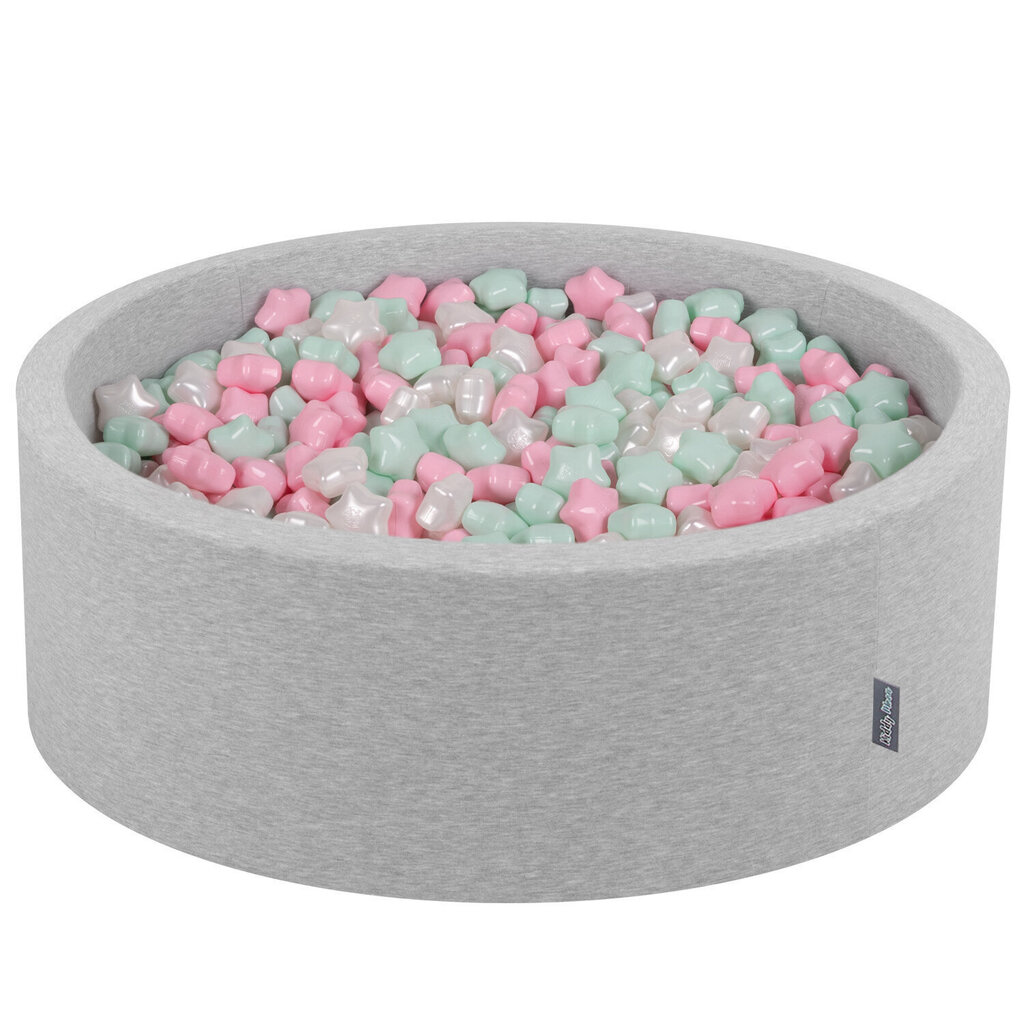 KiddyMoon pallomeri 90X30cm/300 tähteä 6Cm, vaaleanharmaa: Powder Pink Pearl Mint (Puuteri vaaleanpunainen Pearl Mint) hinta ja tiedot | Vauvan lelut | hobbyhall.fi