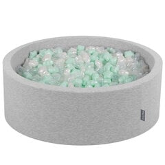 KiddyMoon pallomeri 90X30cm/600 tähteä 6Cm, vaaleanharmaa: Pearl-Mint-Transparentti hinta ja tiedot | Vauvan lelut | hobbyhall.fi