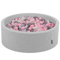 KiddyMoon pallomeri 90X30cm/600 tähteä 6Cm, vaaleanharmaa: Pearl Grey läpinäkyvä pulveri vaaleanpunainen hinta ja tiedot | Vauvan lelut | hobbyhall.fi