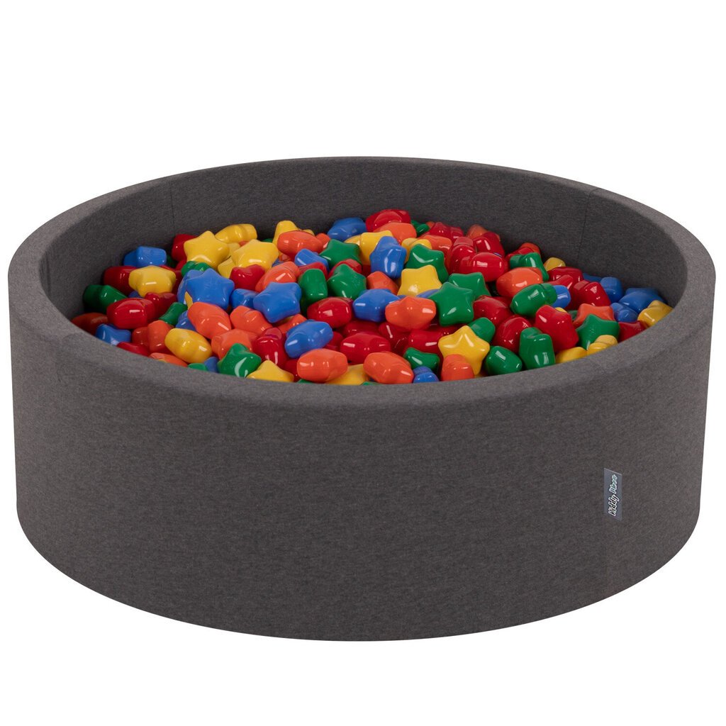 KiddyMoon pallomeri 90X30cm/300 tähteä 6Cm, tummanharmaa: kelta-vihreä-sininen-punainen-oranssi hinta ja tiedot | Vauvan lelut | hobbyhall.fi