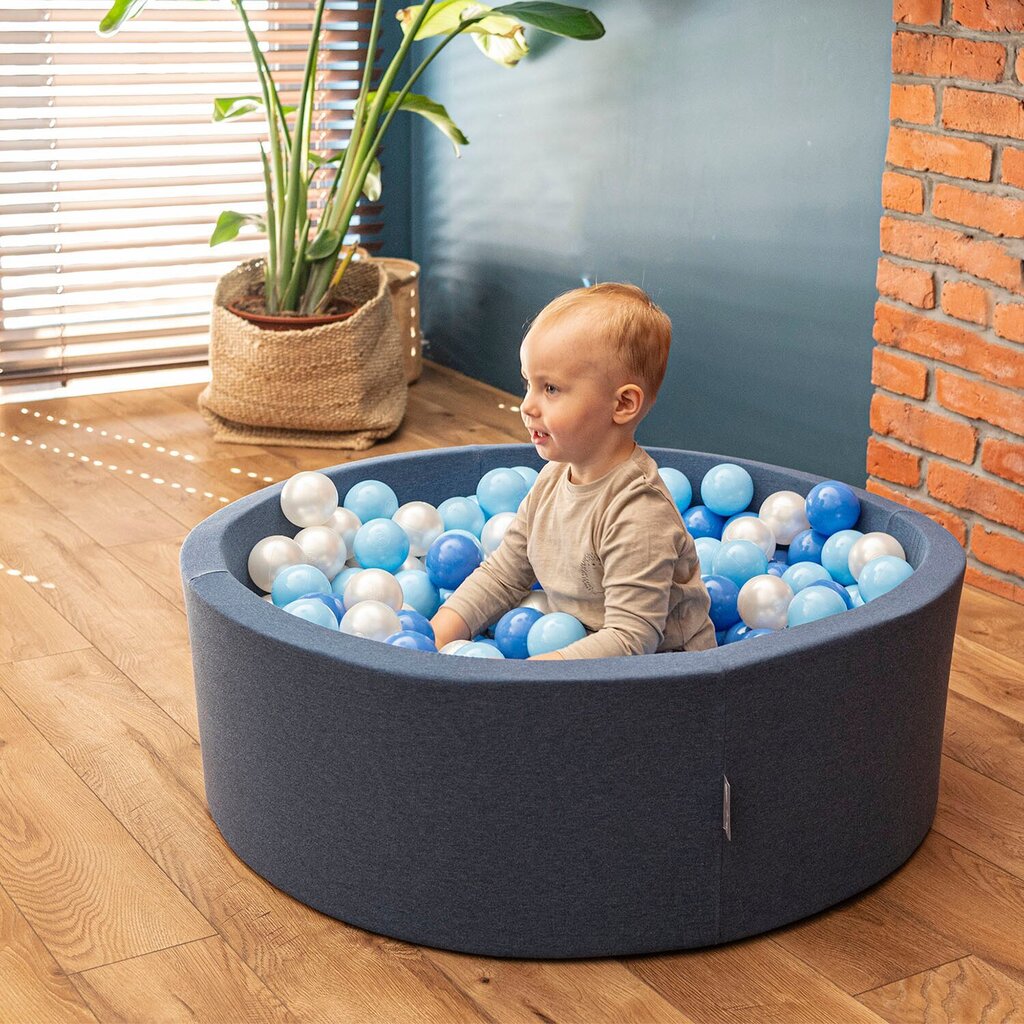 KiddyMoon pallomeri 90X30cm/300 tähteä 6Cm, tummansininen: valkoinen-harmaa-pulverinvaaleanpunainen hinta ja tiedot | Vauvan lelut | hobbyhall.fi