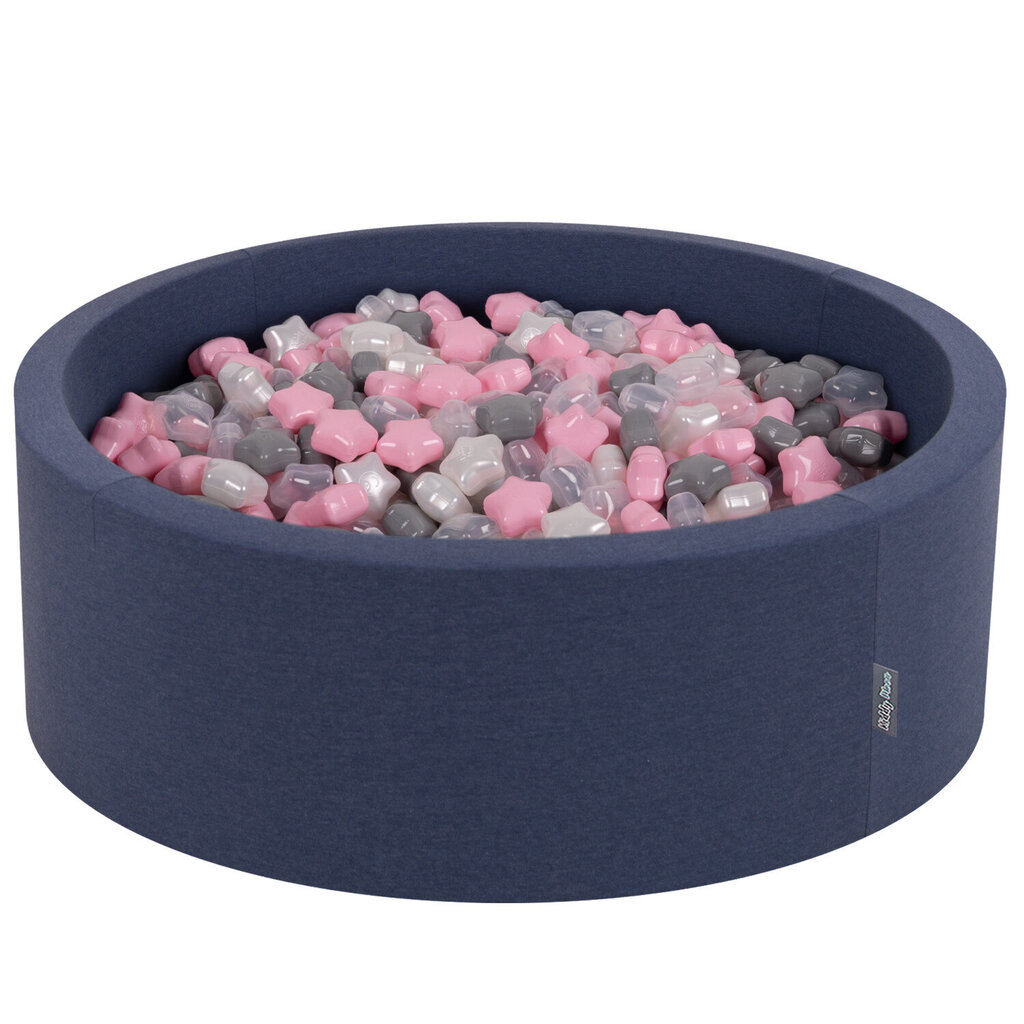 KiddyMoon pallomeri 90X30cm/300 tähteä 6Cm, tummansininen: Pearl-Grey-Transparent-Powder Pink (helmi-harmaa-läpinäkyvä-p hinta ja tiedot | Vauvan lelut | hobbyhall.fi