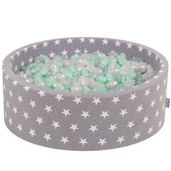 KiddyMoon pallomeri 90X30cm/300 tähteä 6Cm, harmaat tähdet: Pearl Mint läpinäkyvästi hinta ja tiedot | Vauvan lelut | hobbyhall.fi