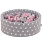 KiddyMoon pallomeri 90X30cm/300 tähteä 6Cm, harmaat tähdet: Pearl Mint läpinäkyvä pulveri vaaleanpunainen väri hinta ja tiedot | Vauvan lelut | hobbyhall.fi