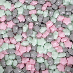 KiddyMoon pallomeri 90X30cm/600 tähteä 6Cm, Ecru: Powder Pink Grey Mint (Puuteri vaaleanpunainen harmaa minttu) hinta ja tiedot | Vauvan lelut | hobbyhall.fi