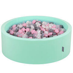 KiddyMoon pallomeri 90X30cm/600 tähteä 6Cm, Minttu: Pearl-Grey-Transparent-Powder Pinkki hinta ja tiedot | Vauvan lelut | hobbyhall.fi