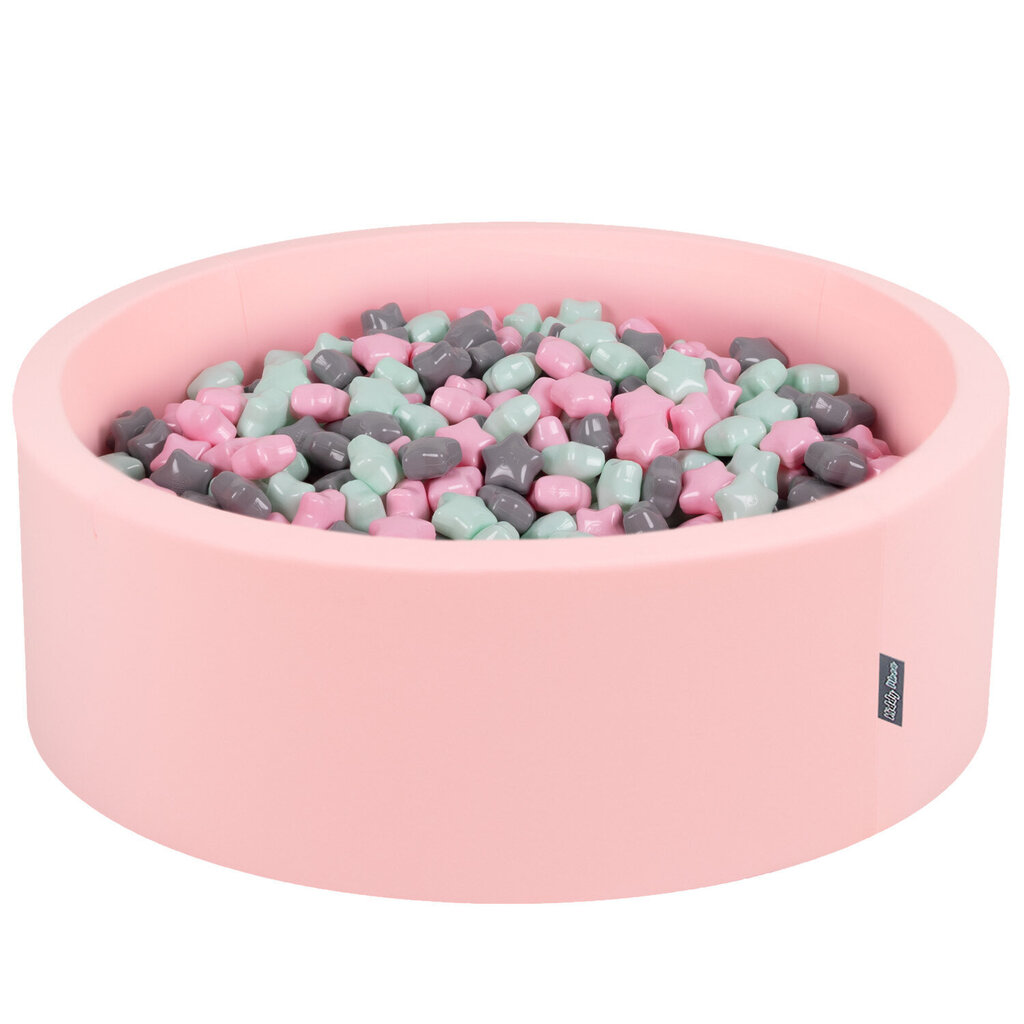 KiddyMoon pallomeri 90X30cm/600 tähteä 6Cm, vaaleanpunainen: Powder Pink Grey Mint (vaaleanpunainen harmaa minttu) hinta ja tiedot | Vauvan lelut | hobbyhall.fi