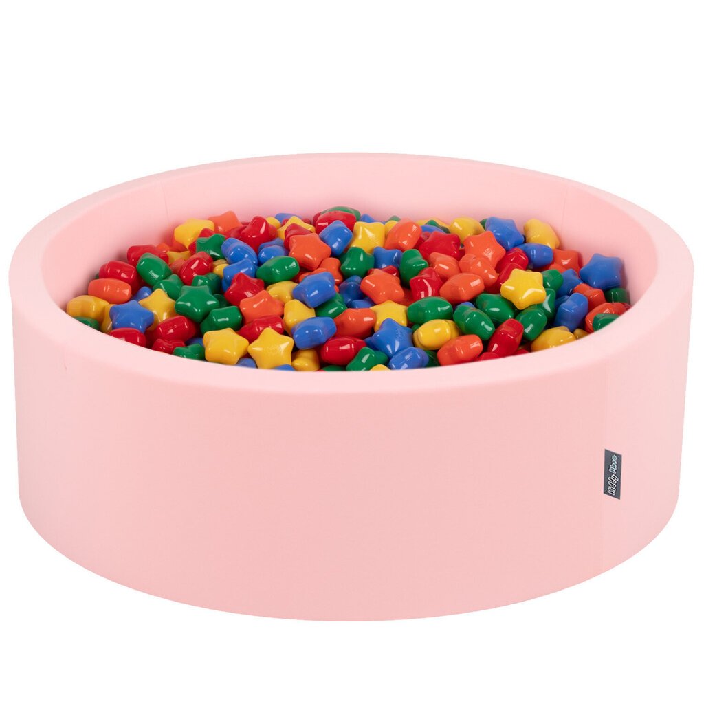 KiddyMoon pallomeri 90X30cm/600 tähteä 6Cm, vaaleanpunainen: keltainen-vihreä-sininen-punainen-oranssi hinta ja tiedot | Vauvan lelut | hobbyhall.fi