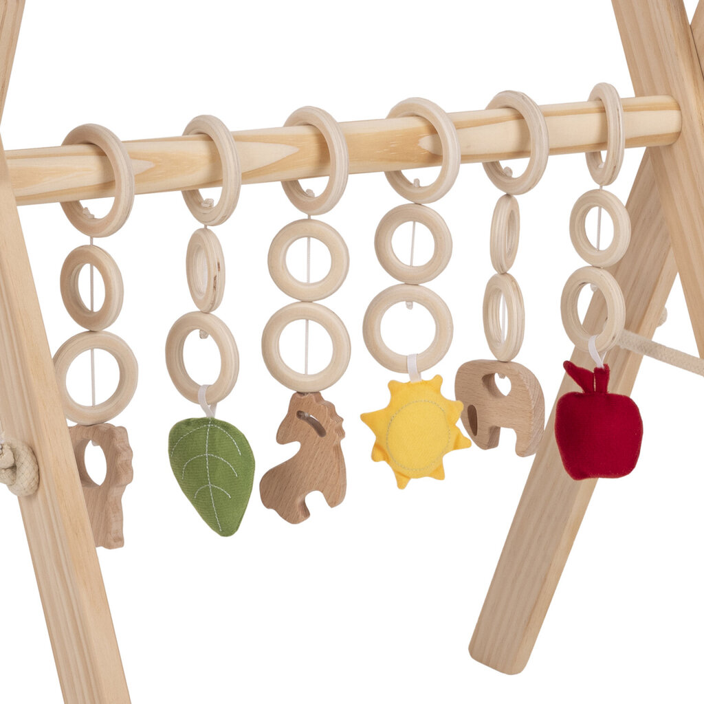 KiddyMoon vauvan puinen leikkikuntosali pehmeällä vaahtomuovisella leikkimatolla hinta ja tiedot | Vauvan lelut | hobbyhall.fi