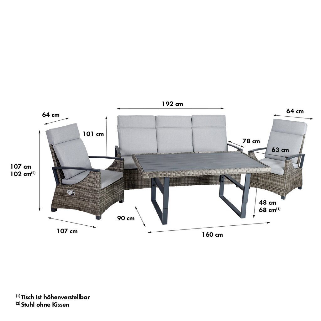 Ulkokalusteet Greemotion Antigua, harmaa hinta ja tiedot | Puutarhakalusteet | hobbyhall.fi