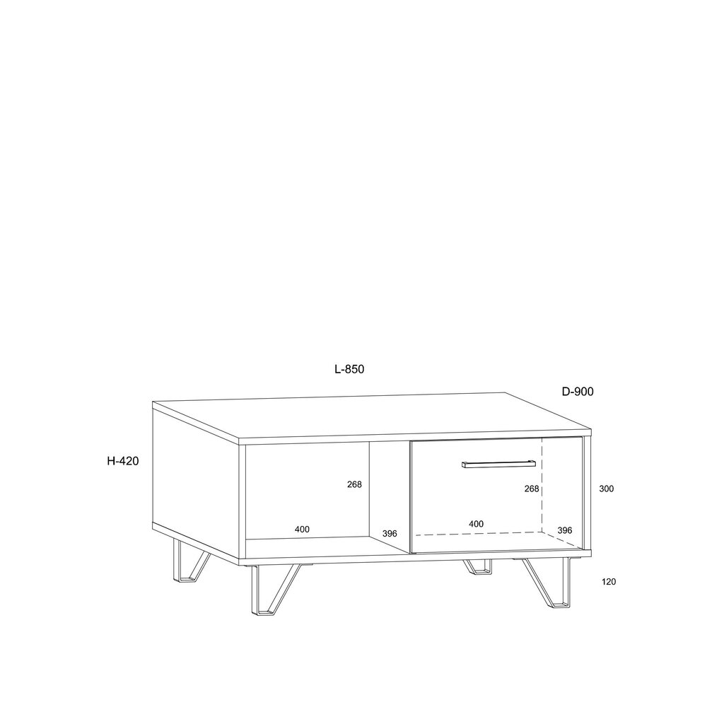 Sohvapöytä Boss - BOS-06 2D, musta/käsitelty tammi hinta ja tiedot | Sohvapöydät | hobbyhall.fi