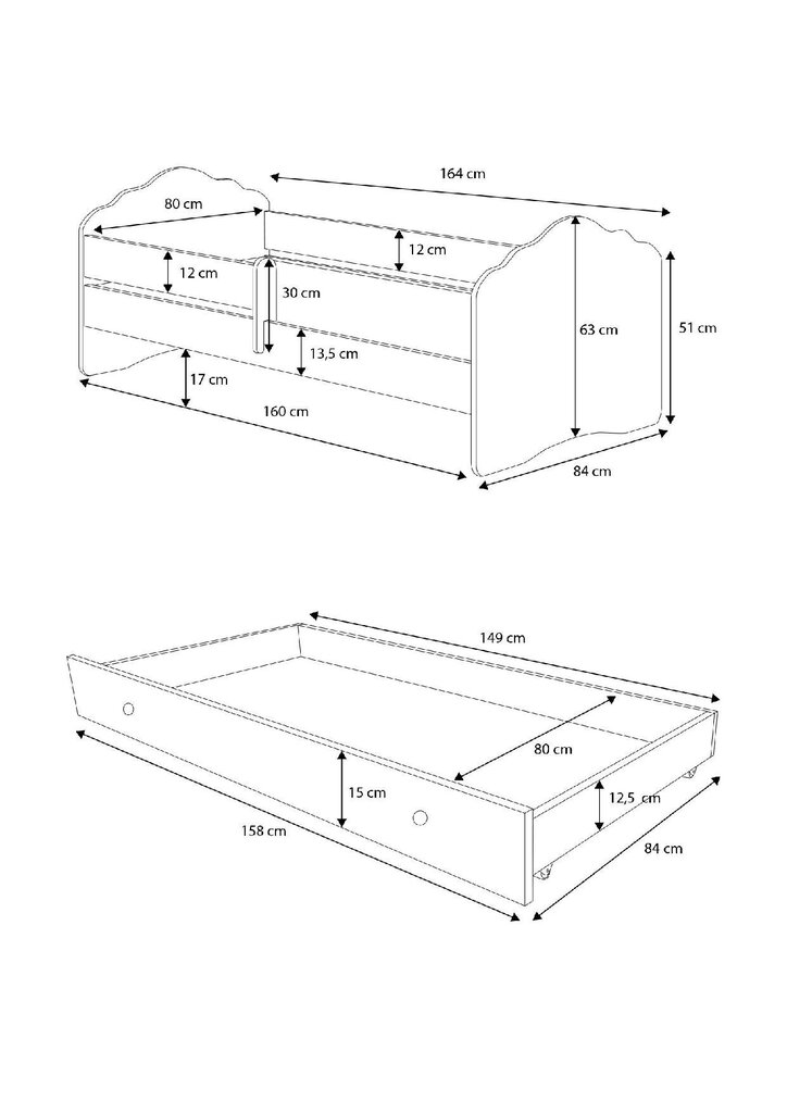 Adrk Furniture Casimo II, Lastensänky, valkoisen värinen hinta ja tiedot | Lastensängyt | hobbyhall.fi