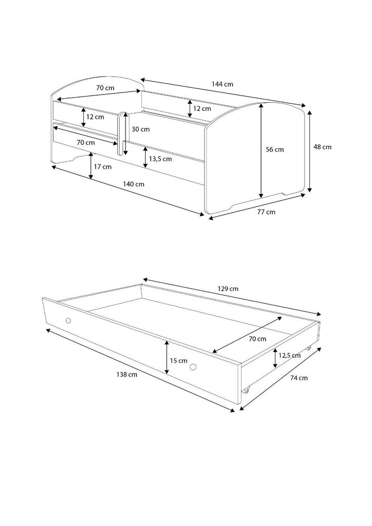 Adrk Furniture Pepe, Lastensänky, valkoisen värinen hinta ja tiedot | Lastensängyt | hobbyhall.fi