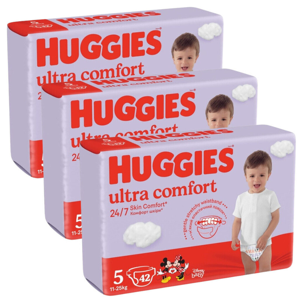 Teippivaipat Huggies Ultra Comfort, 5, 11-25kg, 126 vaippaa hinta ja tiedot | Vaipat | hobbyhall.fi
