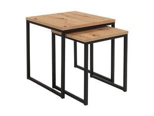 BRW Aroz, sohvapöytien setti, kaksiosainen, ruskean ja mustan värinen hinta ja tiedot | Sohvapöydät | hobbyhall.fi