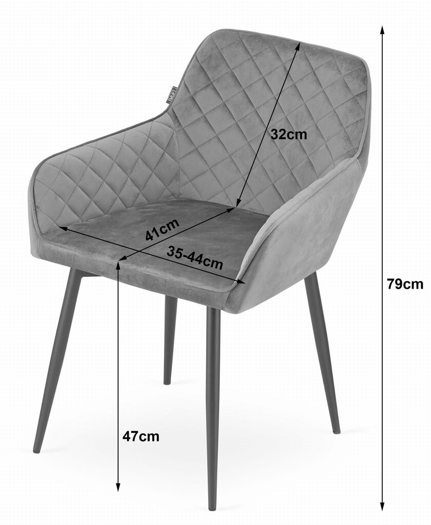 Tuoli Leobert Nola, harmaa hinta ja tiedot | Ruokapöydän tuolit | hobbyhall.fi