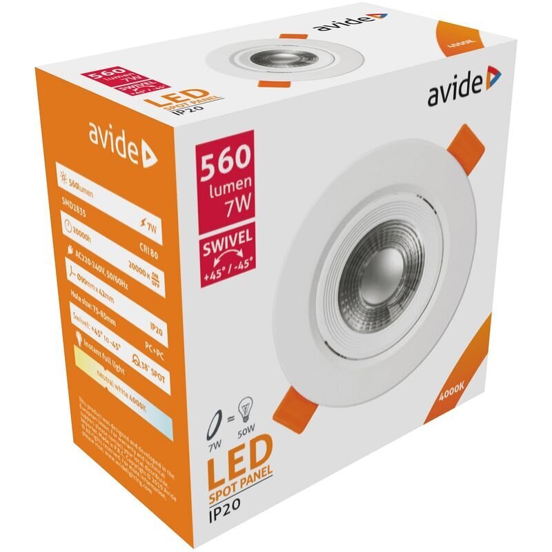 Avide LED Kattovalaisin 7W 4000K Ø90mm, pyöreä hinta ja tiedot | Upotettavat valaisimet ja LED-valaisimet | hobbyhall.fi