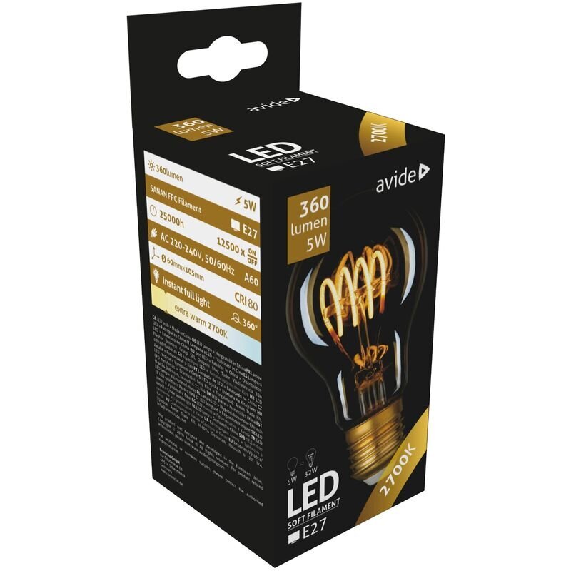 LED-lamppu AVIDE 5W E27 Soft Filament hinta ja tiedot | Lamput | hobbyhall.fi